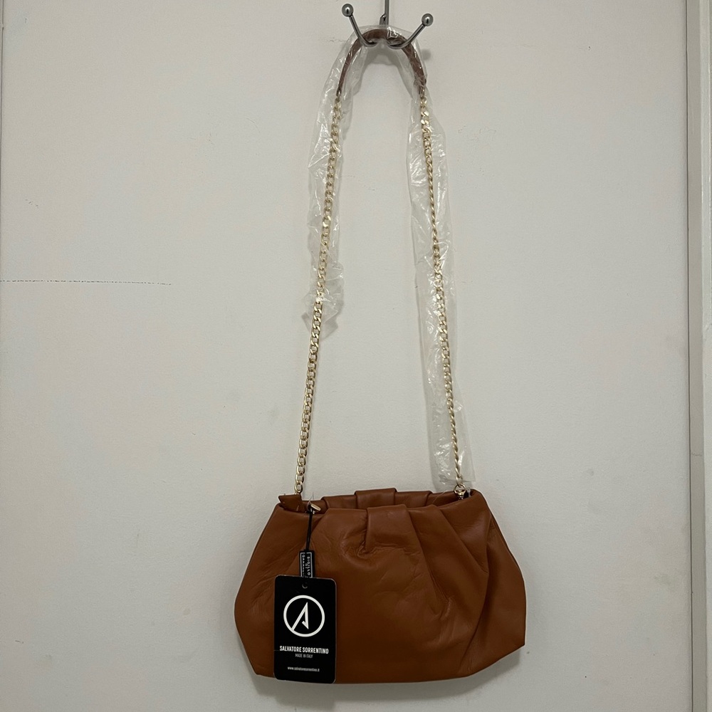NWT Italian Leather Brown Crossbody Bag